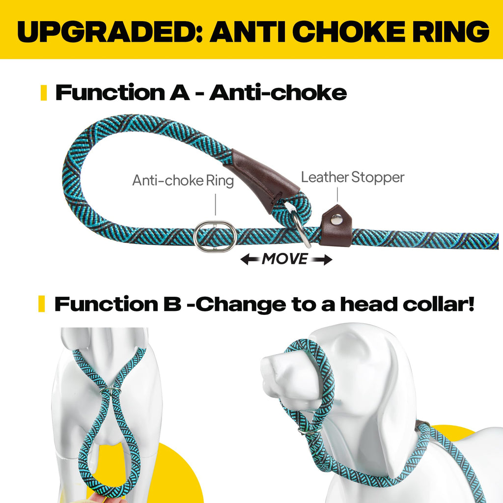 Fida Slip Lead for Dogs | 1.8m, One-Size-Fits-All, Slip-On Rope Leash. Easy to Slip On, No Collar or Harness Needed. Durable & Weather Resistant Climbers Rope with Reflective Stitching (Green)