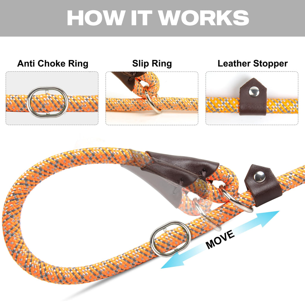 Fida Slip Lead for Dogs | 1.8m, One-Size-Fits-All, Slip-On Rope Leash. Easy to Slip On, No Collar or Harness Needed. Durable & Weather Resistant Climbers Rope with Reflective Stitching (Green)
