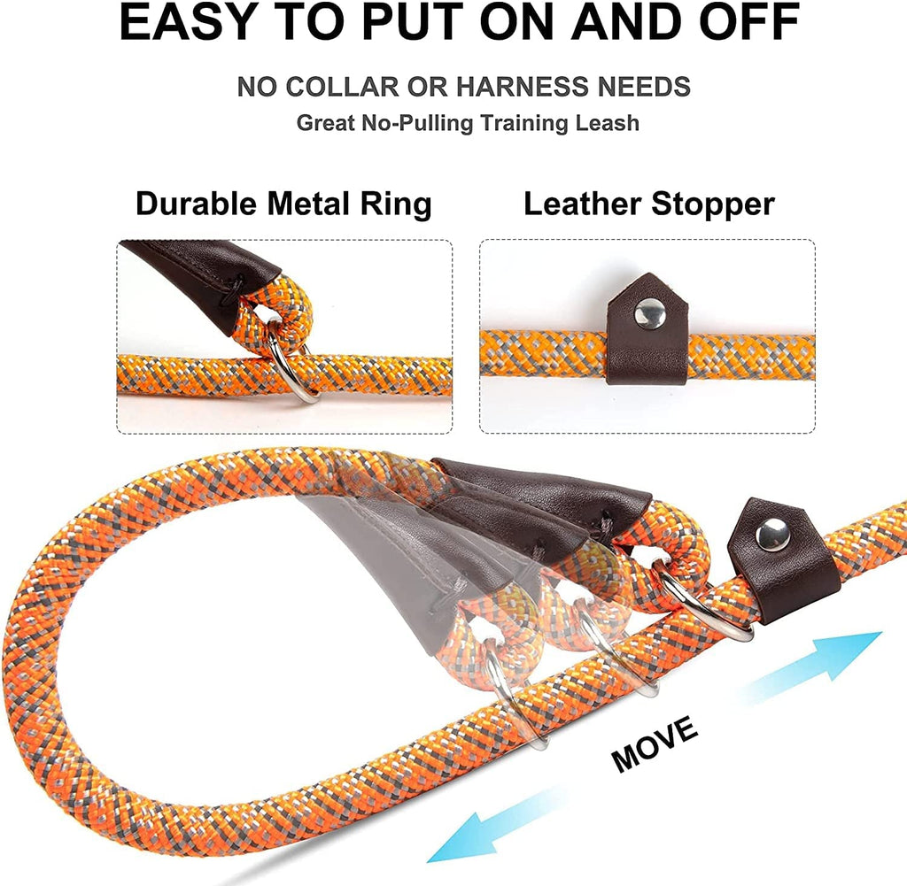 Fida Slip Lead for Dogs | 1.8m, One-Size-Fits-All, Slip-On Rope Leash. Easy to Slip On, No Collar or Harness Needed. Durable & Weather Resistant Climbers Rope with Reflective Stitching (Green)