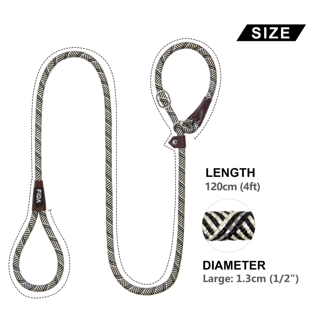 Fida Slip Lead for Dogs | 1.8m, One-Size-Fits-All, Slip-On Rope Leash. Easy to Slip On, No Collar or Harness Needed. Durable & Weather Resistant Climbers Rope with Reflective Stitching (Green)