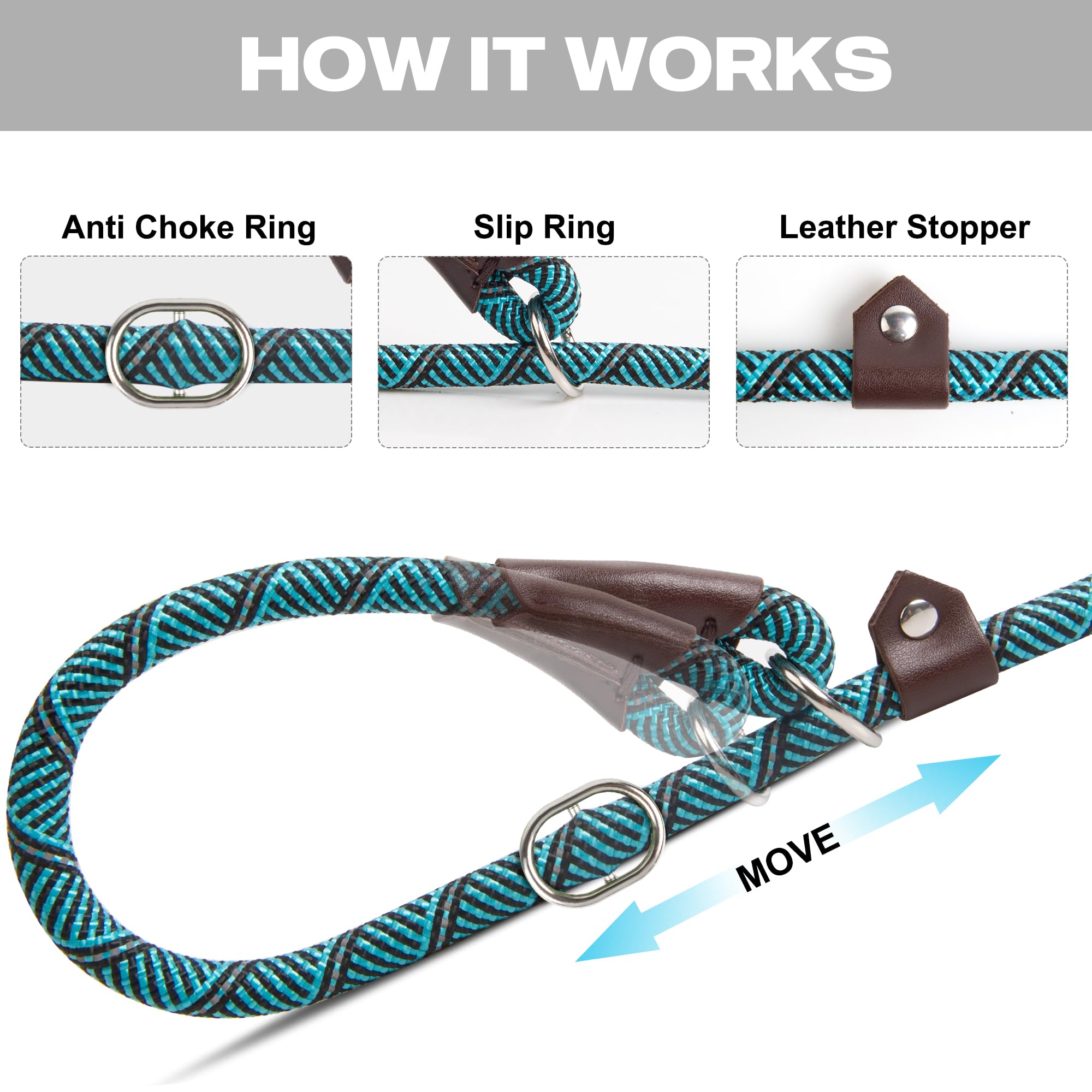 Fida Slip Lead for Dogs | 1.8m, One-Size-Fits-All, Slip-On Rope Leash. Easy to Slip On, No Collar or Harness Needed. Durable & Weather Resistant Climbers Rope with Reflective Stitching (Green)