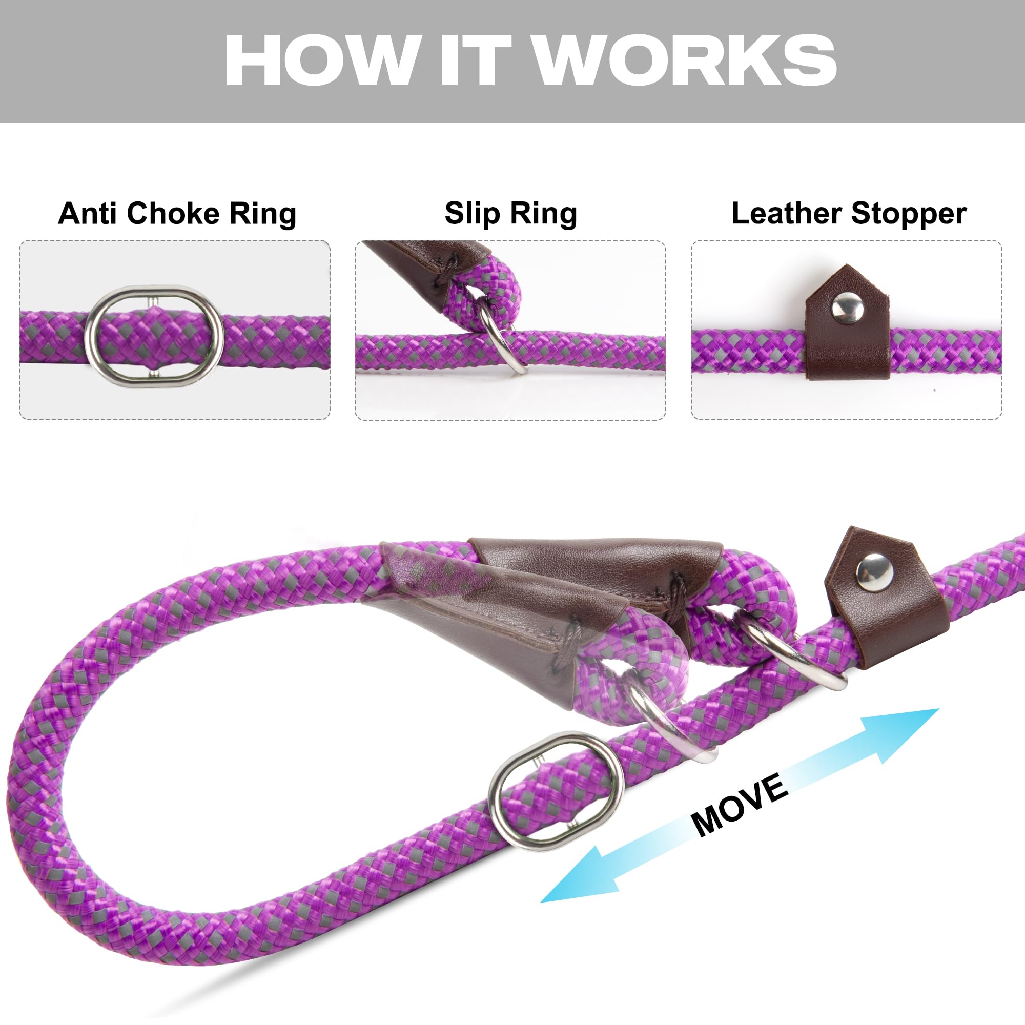 Fida Slip Lead for Dogs | 1.8m, One-Size-Fits-All, Slip-On Rope Leash. Easy to Slip On, No Collar or Harness Needed. Durable & Weather Resistant Climbers Rope with Reflective Stitching (Green)