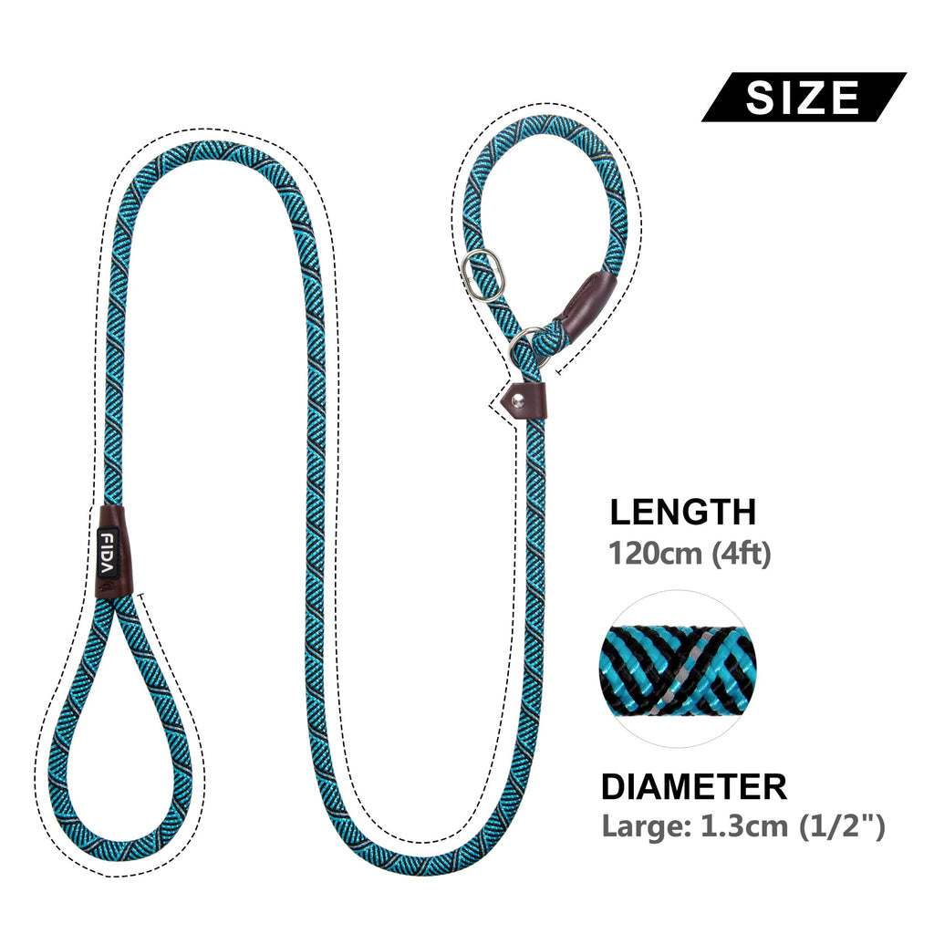 Fida Slip Lead for Dogs | 1.8m, One-Size-Fits-All, Slip-On Rope Leash. Easy to Slip On, No Collar or Harness Needed. Durable & Weather Resistant Climbers Rope with Reflective Stitching (Green)