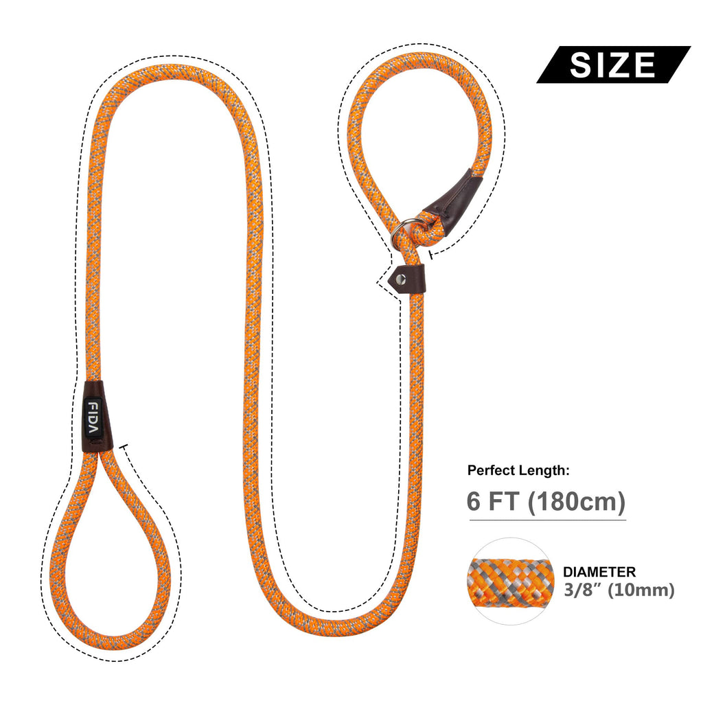 Fida Slip Lead for Dogs | 1.8m, One-Size-Fits-All, Slip-On Rope Leash. Easy to Slip On, No Collar or Harness Needed. Durable & Weather Resistant Climbers Rope with Reflective Stitching (Green)
