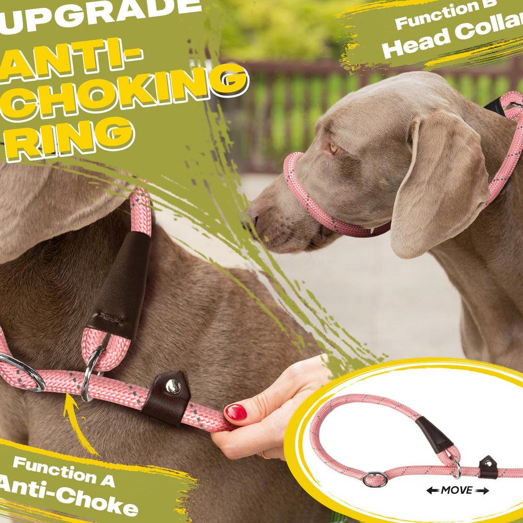 Fida Slip Lead for Dogs | 1.8m, One-Size-Fits-All, Slip-On Rope Leash. Easy to Slip On, No Collar or Harness Needed. Durable & Weather Resistant Climbers Rope with Reflective Stitching (Green)