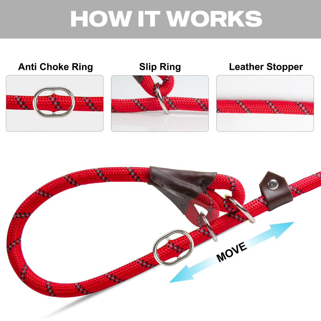 Fida Slip Lead for Dogs | 1.8m, One-Size-Fits-All, Slip-On Rope Leash. Easy to Slip On, No Collar or Harness Needed. Durable & Weather Resistant Climbers Rope with Reflective Stitching (Green)