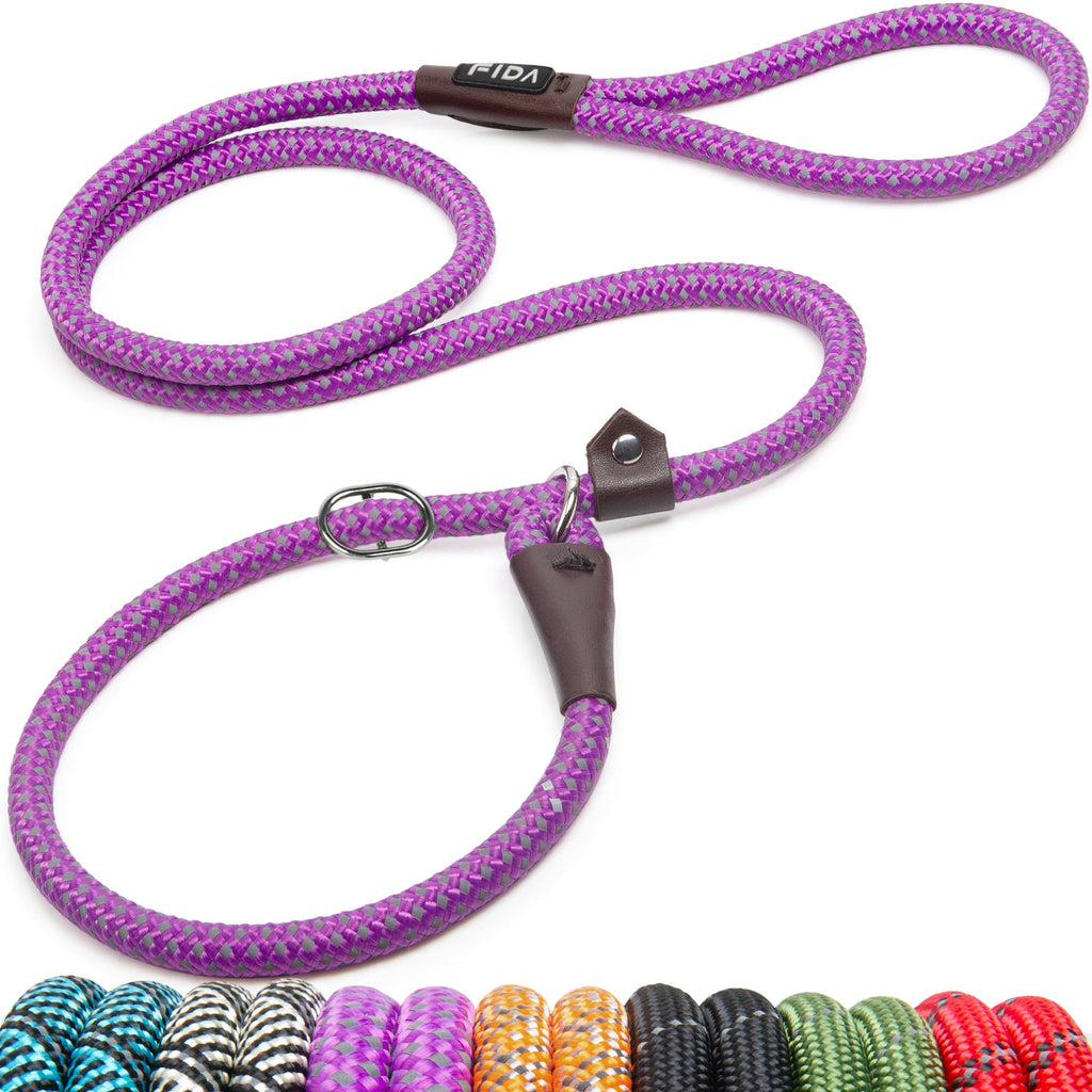 Fida Slip Lead for Dogs | 1.8m, One-Size-Fits-All, Slip-On Rope Leash. Easy to Slip On, No Collar or Harness Needed. Durable & Weather Resistant Climbers Rope with Reflective Stitching (Green)