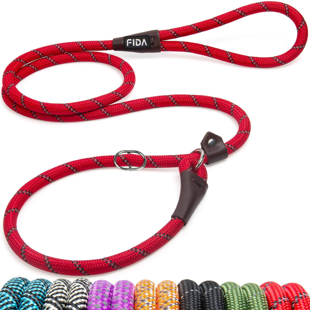 Fida Slip Lead for Dogs | 1.8m, One-Size-Fits-All, Slip-On Rope Leash. Easy to Slip On, No Collar or Harness Needed. Durable & Weather Resistant Climbers Rope with Reflective Stitching (Green)
