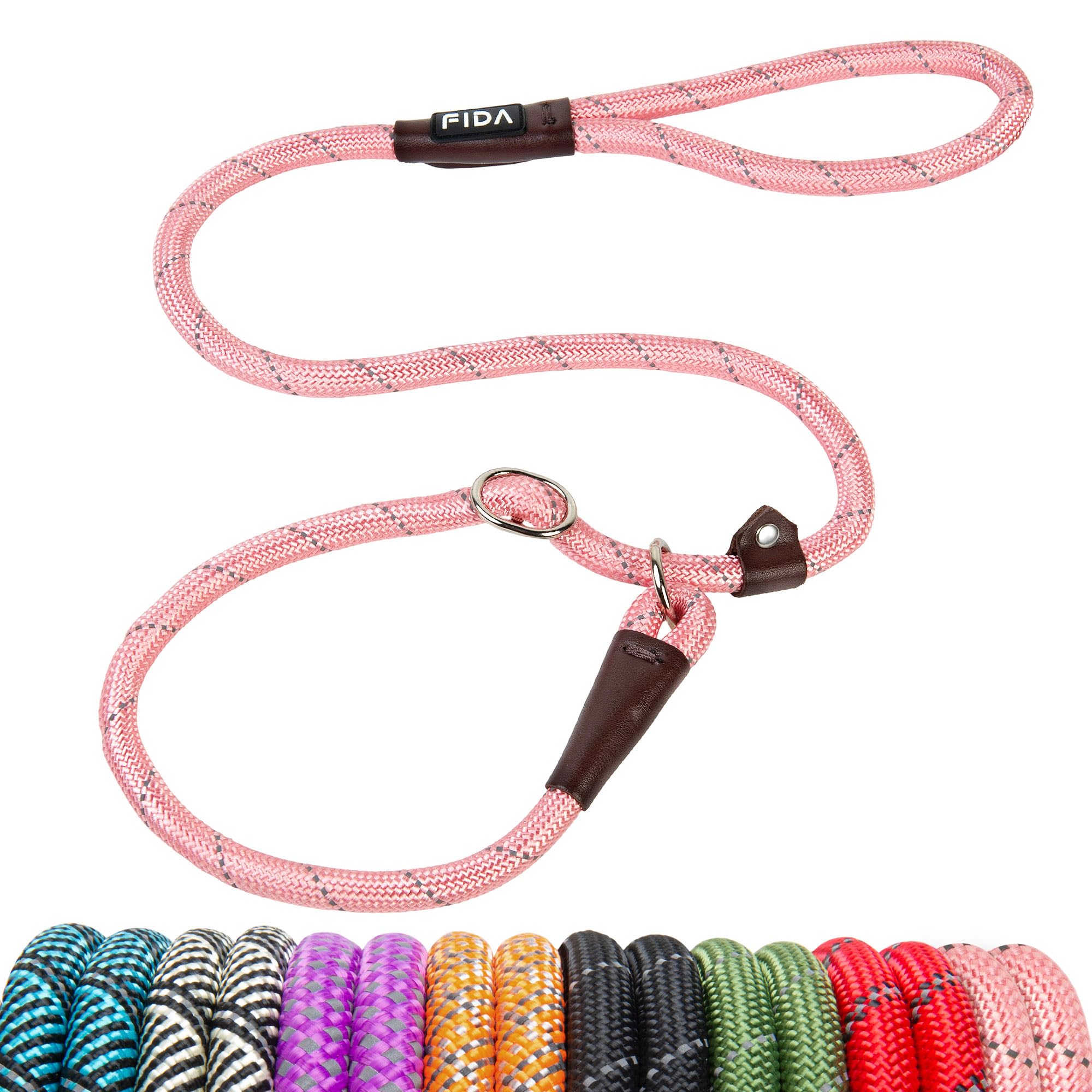 Fida Slip Lead for Dogs | 1.8m, One-Size-Fits-All, Slip-On Rope Leash. Easy to Slip On, No Collar or Harness Needed. Durable & Weather Resistant Climbers Rope with Reflective Stitching (Green)